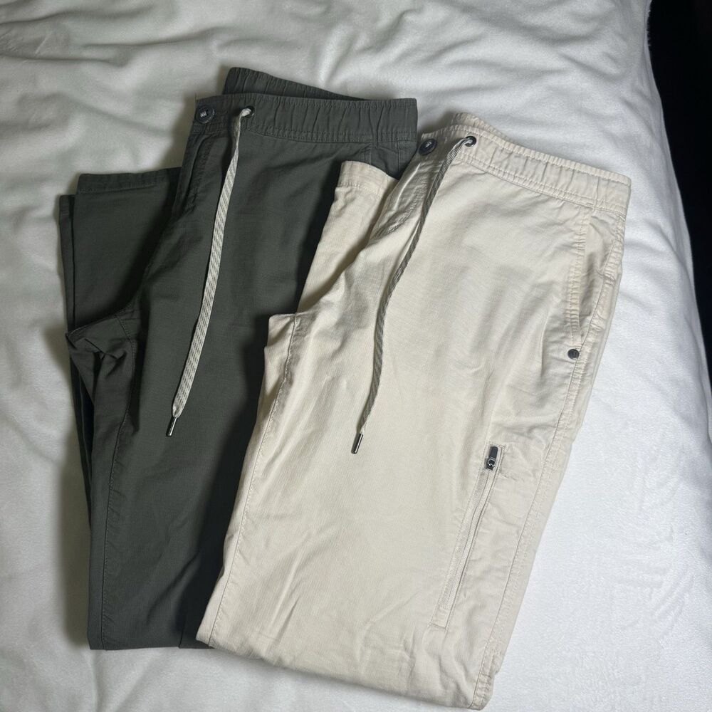 Lot Of 2 Vuori Women Ripstop Hiking Pants Medium Olive/natural Outdoor Trail